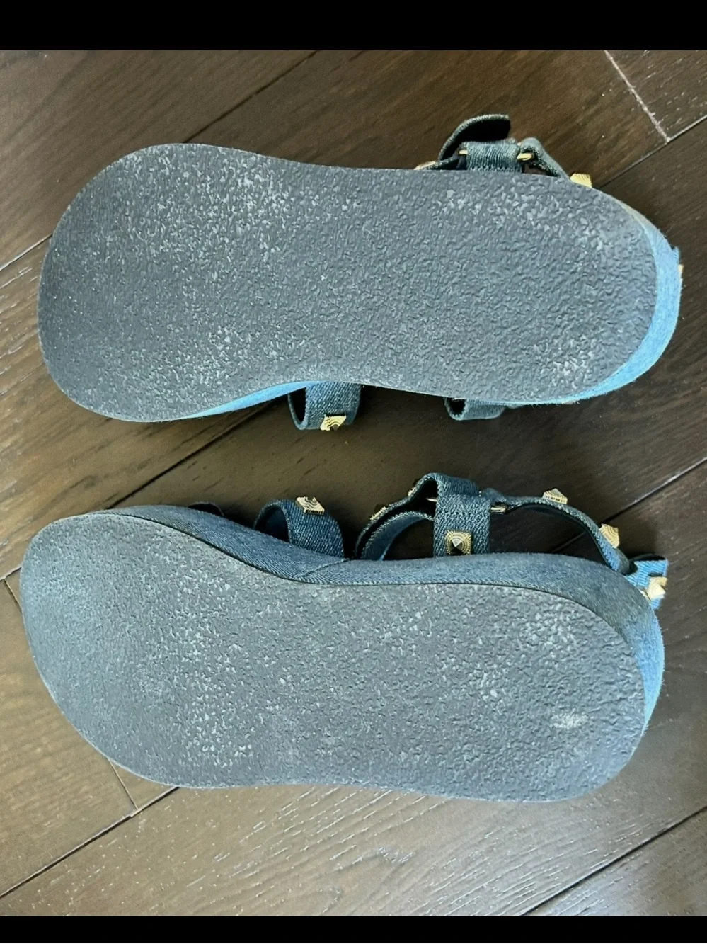 MAJE Denim Platform Stud Sandals, 36